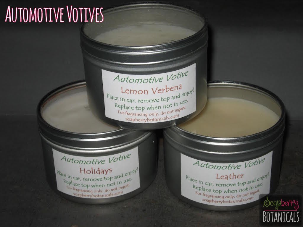three stacked wickless candles for use in cars, trucks and RVs